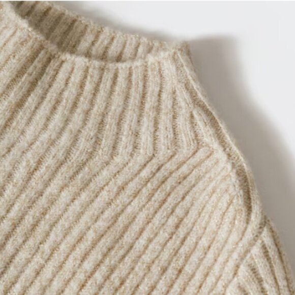 Mango MNG Shiny Ribbed Light Pastel Grey Cardigan Sweater NWT Plus 2XL - Picture 9 of 9